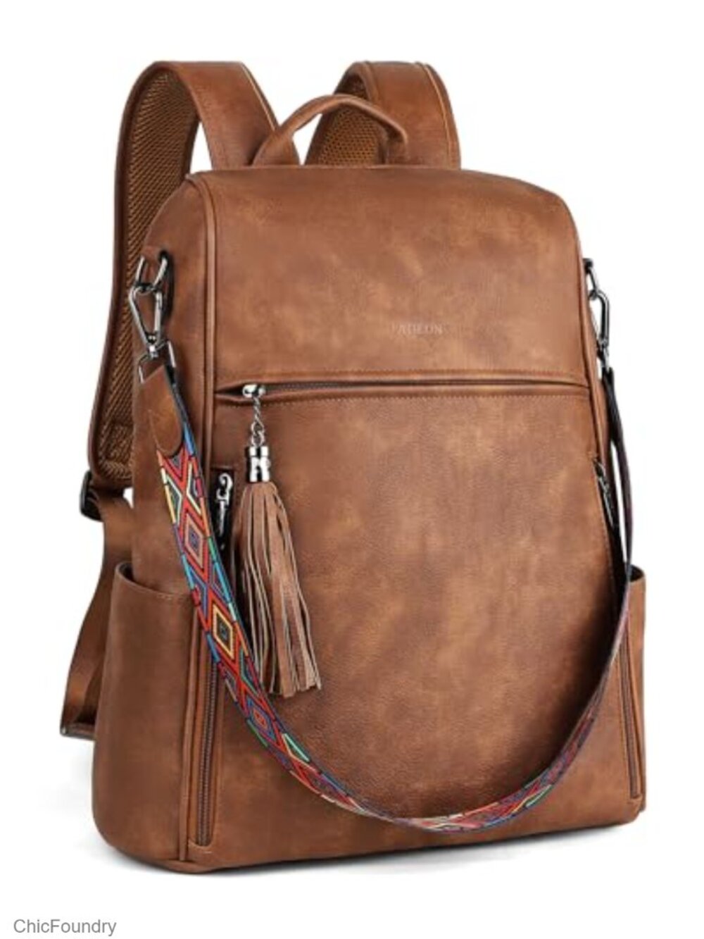 Faux Leather 15.6 inch Laptop Backpack Convertible Travel Bag